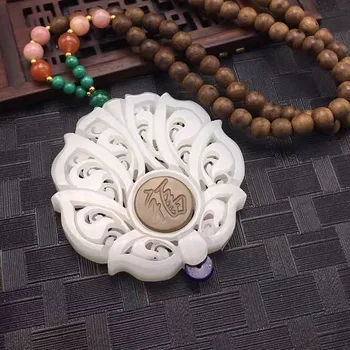 Natural and Tian Yu hollow lotus pendant Pendant Necklace material sachet sweater chain/ 
Natural and Tian Yu hollow lotus pendant Pendant Necklace material sachet sweater chain/