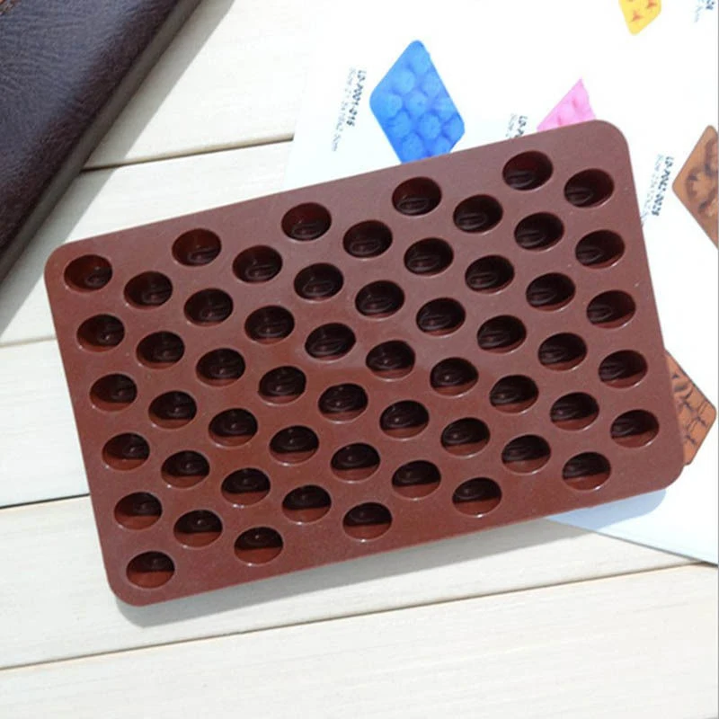 JX-LCLYL 55-Cavity Mini Coffee Bean Silicone Mould Chocolate Cookie Cake Decorating Mold