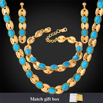 Women Necklace Earrings Bracelet Jewelry Set Gold Color Synthetic Necklace Jewelry Set With Gift Box MGC NEH820
Women Necklace Earrings Bracelet Jewelry Set Gold Color Synthetic Necklace Jewelry Set With Gift Box MGC NEH820