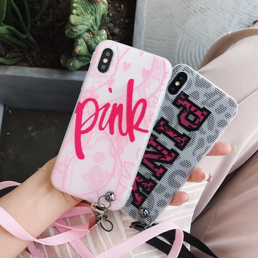 Luxury Brand Lace PINK with 2 Strap Case for iphone 6 S 7 7plus 8 8plus plus X 10 XR XS MAX Suprem Lanyard Capa Coque Secret
Luxury Brand Lace PINK with 2 Strap Case for iphone 6 S 7 7plus 8 8plus plus X 10 XR XS MAX Suprem Lanyard Capa Coque Secret