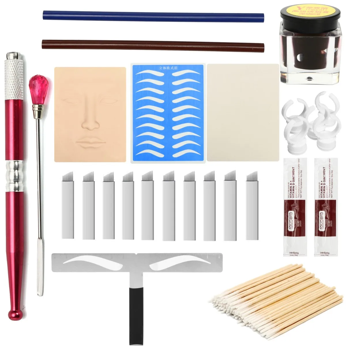 Eyebrow Microblading Kit Manual Tattoo Pen Ruler Practice Skin Needle Blade Pigment Ink Ring For Beginners Use Tebori Makeup
Eyebrow Microblading Kit Manual Tattoo Pen Ruler Practice Skin Needle Blade Pigment Ink Ring For Beginners Use Tebori Makeup