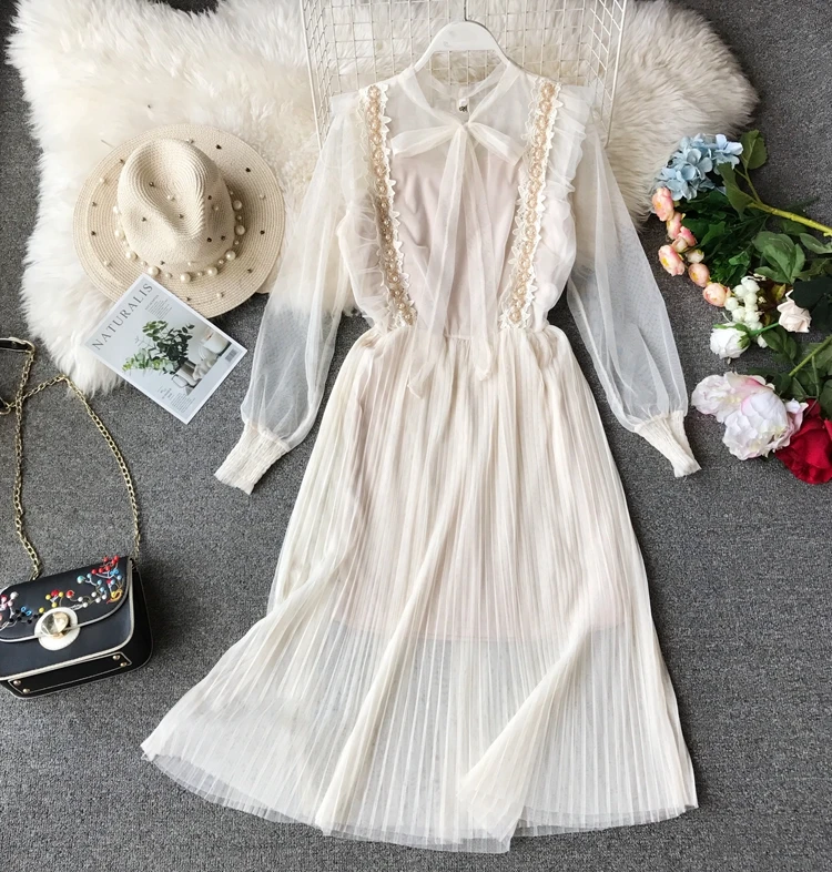 French elegant romantic bow tie flower beaded waist mesh dress fairy long two-piece high quality
French elegant romantic bow tie flower beaded waist mesh dress fairy long two-piece high quality