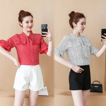 Summer 2019 Woman's Fashion Bow Dot Blouses Elegant Korean Casual Loose Shirt Plus Size Butterfly Sleeve Roupas Feminina
Summer 2019 Woman's Fashion Bow Dot Blouses Elegant Korean Casual Loose Shirt Plus Size Butterfly Sleeve Roupas Feminina