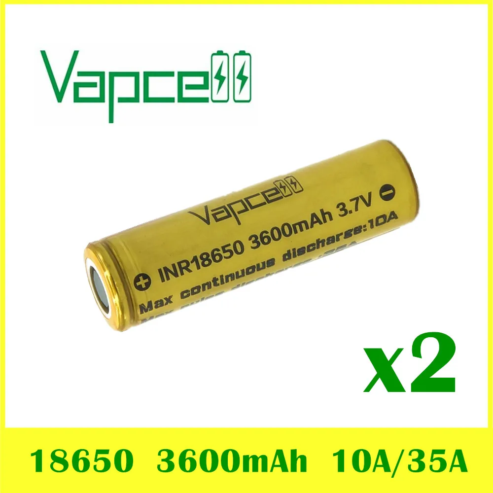 2 pcs VAPCELL INR18650 3600mAh 3.7V rechargeable HIGH POWER lithium battery continuous 10A/35A vs keeppower smoke E-CIG IMR
2 pcs VAPCELL INR18650 3600mAh 3.7V rechargeable HIGH POWER lithium battery continuous 10A/35A vs keeppower smoke E-CIG IMR