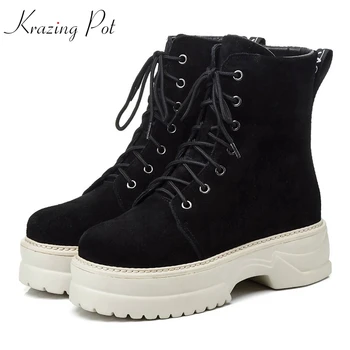Krazing pot cow suede round toe lace up western cowboy high heels platform European keep warm long leg superstar ankle boots L63
Krazing pot cow suede round toe lace up western cowboy high heels platform European keep warm long leg superstar ankle boots L63