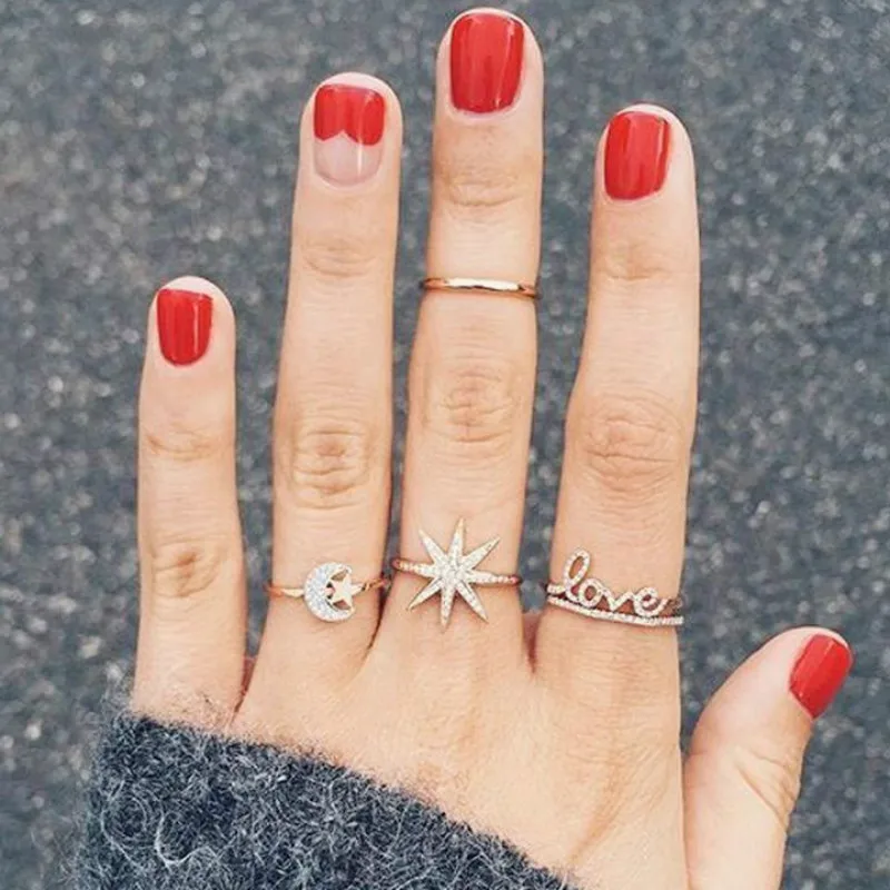 2019 new fashion popular alloy five-pointed star moon women's ring combination set
2019 new fashion popular alloy five-pointed star moon women's ring combination set