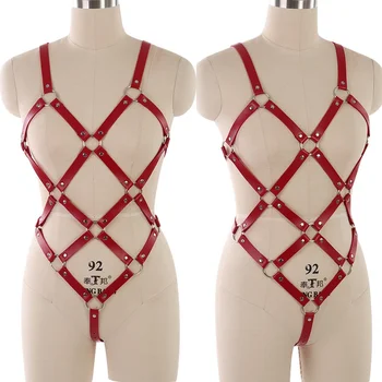 PU Leather Harness Full Body Bondage Lingerie Set Red Sexy Hollow Out Punk Goth Dance Party Club festival Rave Wear for Women
PU Leather Harness Full Body Bondage Lingerie Set Red Sexy Hollow Out Punk Goth Dance Party Club festival Rave Wear for Women