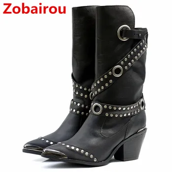 Zobairou Fashion Studded Black Brown Leather Motorcycle Rain Boots Combat Punk Ankle Shoes Woman Biker Cowboy Boots
Zobairou Fashion Studded Black Brown Leather Motorcycle Rain Boots Combat Punk Ankle Shoes Woman Biker Cowboy Boots
