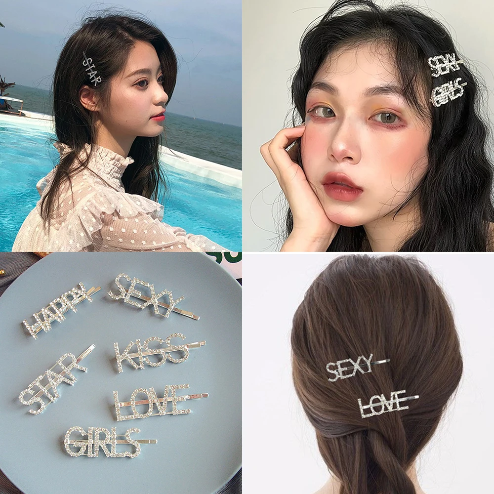 2019 Fashion Women Rhinestone Letter Hair Clips Hairpin Silver Diamond Bangs Clip Sweet Barrette Hairclips Hair Accessories
2019 Fashion Women Rhinestone Letter Hair Clips Hairpin Silver Diamond Bangs Clip Sweet Barrette Hairclips Hair Accessories