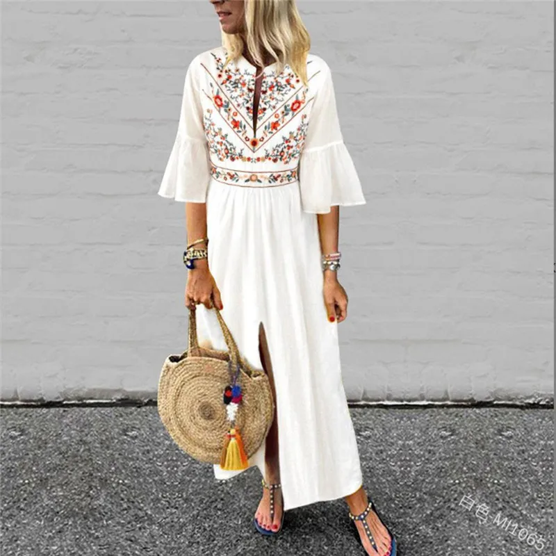 2019 Summer Fashion A Line Dress Women's Half Flare Sleeve Printed Vintage Bohemian Casual Split Hem Maxi Dress vestidos #40
2019 Summer Fashion A Line Dress Women's Half Flare Sleeve Printed Vintage Bohemian Casual Split Hem Maxi Dress vestidos #40