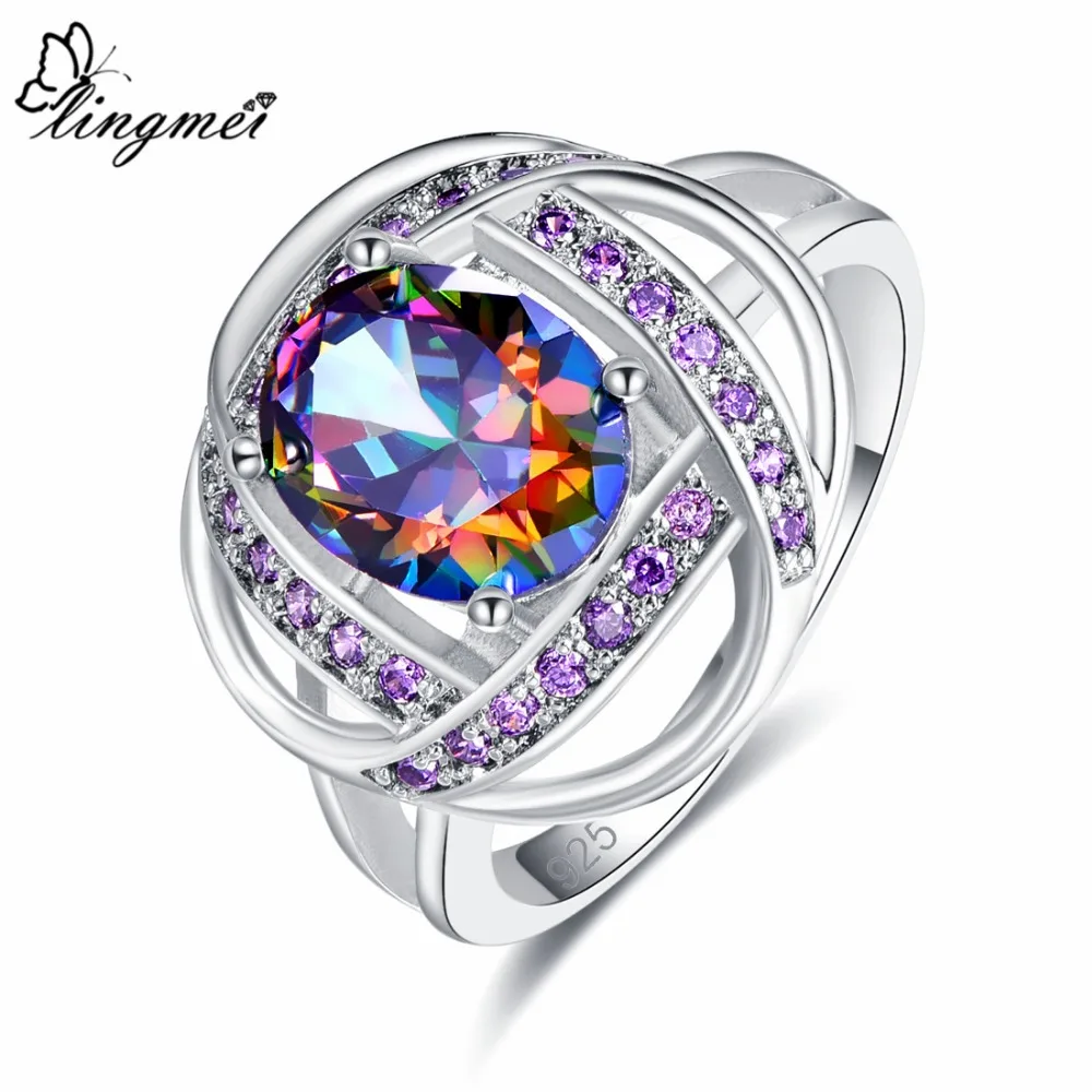 lingmei Wedding Band Cocktail Oval Cut Rainbow & White & Blue Cubic Zircon Silver Fashion Ring Size 6 7 8 9 Women Men Jewelry
lingmei Wedding Band Cocktail Oval Cut Rainbow & White & Blue Cubic Zircon Silver Fashion Ring Size 6 7 8 9 Women Men Jewelry