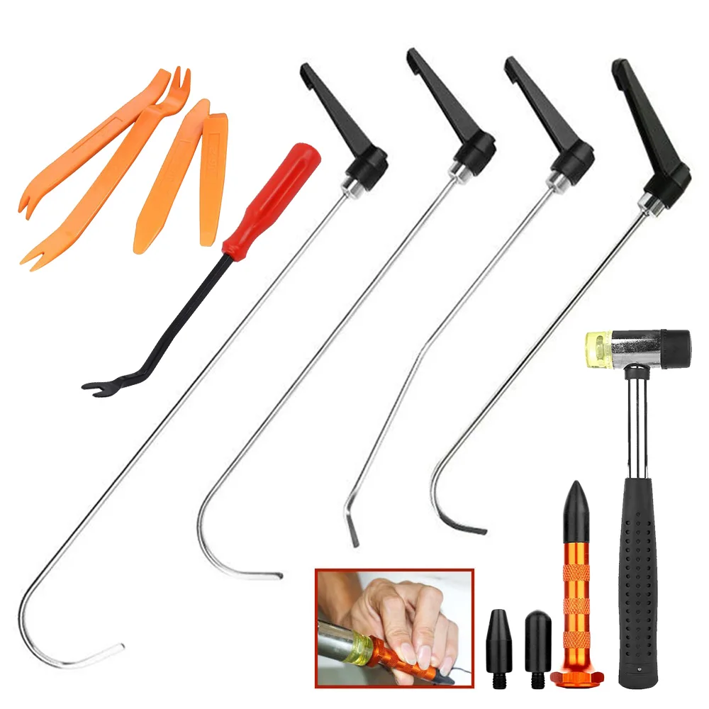 PDR Rod Tool Set for Car Body Dent Paintless Repair Kit Crowbars Opening Tools Push Hook PDR Hammer Repair Kit Hand Set Tool
PDR Rod Tool Set for Car Body Dent Paintless Repair Kit Crowbars Opening Tools Push Hook PDR Hammer Repair Kit Hand Set Tool