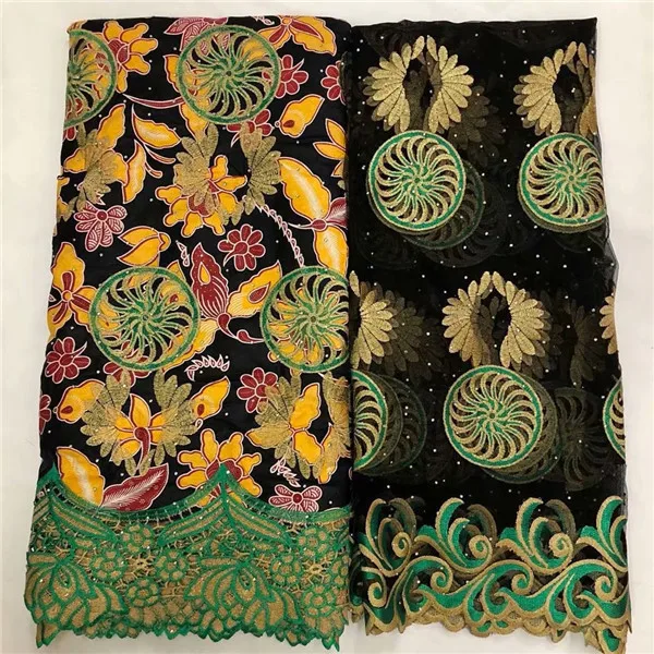 Amazing beaded African real ankara wax lace fabric(6y) matching with 2y French tulle net lace fabric for dress set WNL29
Amazing beaded African real ankara wax lace fabric(6y) matching with 2y French tulle net lace fabric for dress set WNL29