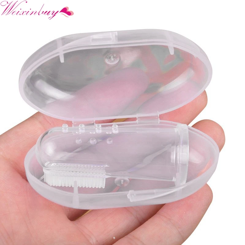 

Healthy Baby Infant Soft Silicone Finger Toothbrush with Box Teether Cleaning Gum Massager Brush