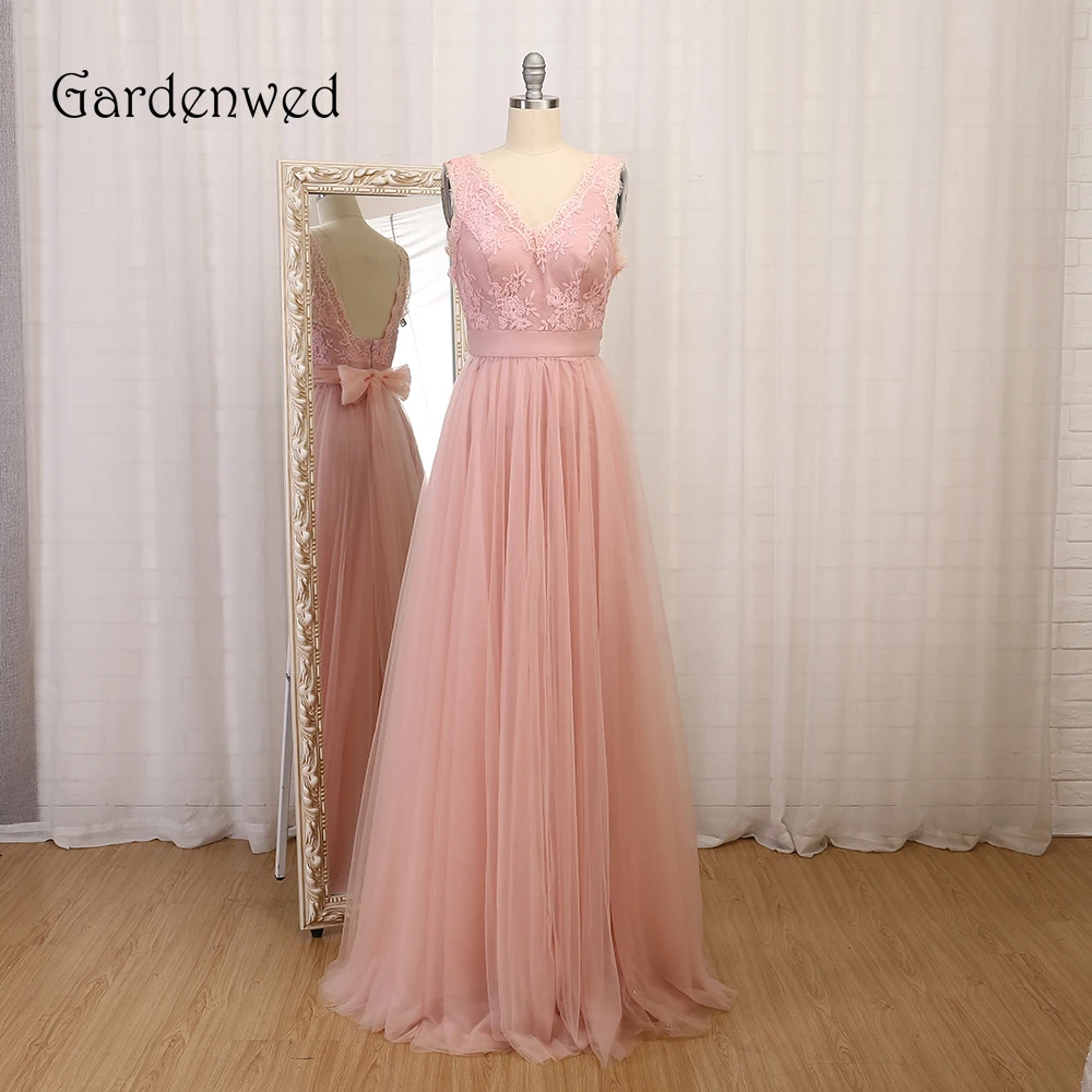 Gardenwed Light Pink Long Prom Dress 2019 Formal Gown vestidos de gala Elegant V Neck Lace Top Tulle Sash Bow Knot Back Ribbon
Gardenwed Light Pink Long Prom Dress 2019 Formal Gown vestidos de gala Elegant V Neck Lace Top Tulle Sash Bow Knot Back Ribbon