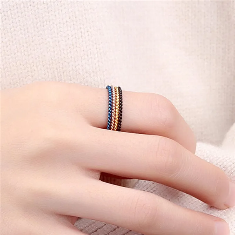 4Pcs/set Round Rings For Women Thin Rose Gold/Black/Blue/Gold Color Twist Rope Stacking Rings in Titanium Steel bijoux X7-M2
4Pcs/set Round Rings For Women Thin Rose Gold/Black/Blue/Gold Color Twist Rope Stacking Rings in Titanium Steel bijoux X7-M2