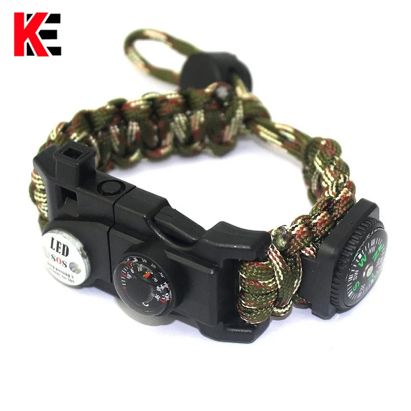 Outdoor Paracord Survival Bracelet Multi-functional Tactical Wristband Camping Hiking Gear Compass SOS Light Whistle Rescue Rope
Outdoor Paracord Survival Bracelet Multi-functional Tactical Wristband Camping Hiking Gear Compass SOS Light Whistle Rescue Rope