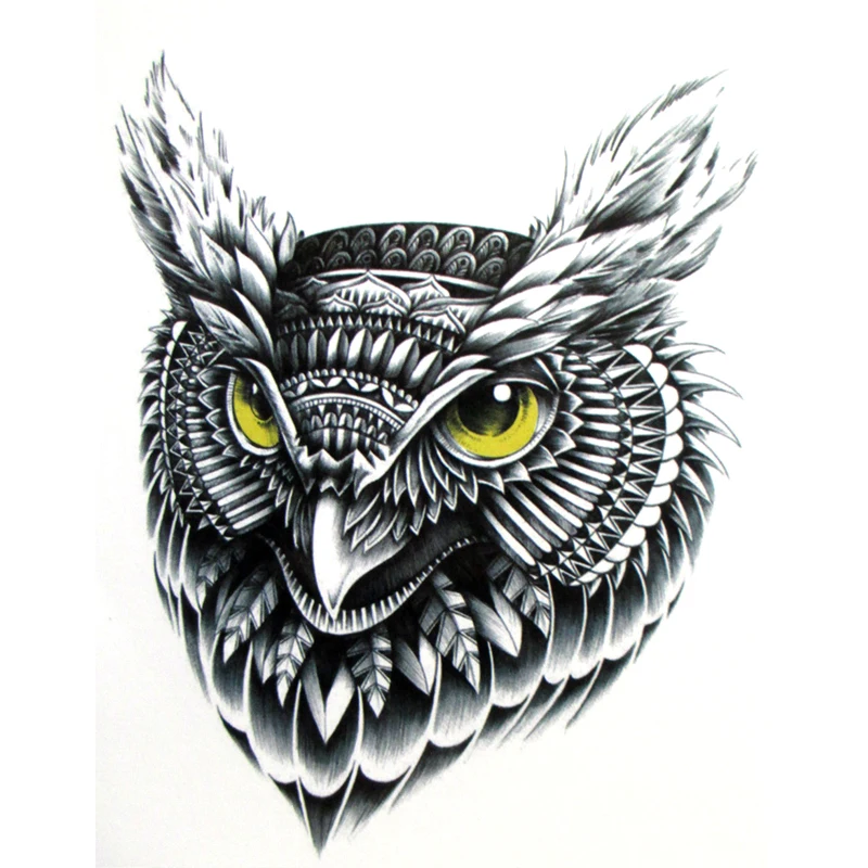 Image temporary tattoo, Hand painted realistic owl tattoo stickers, women and man waterproof tattoo stickers, arm