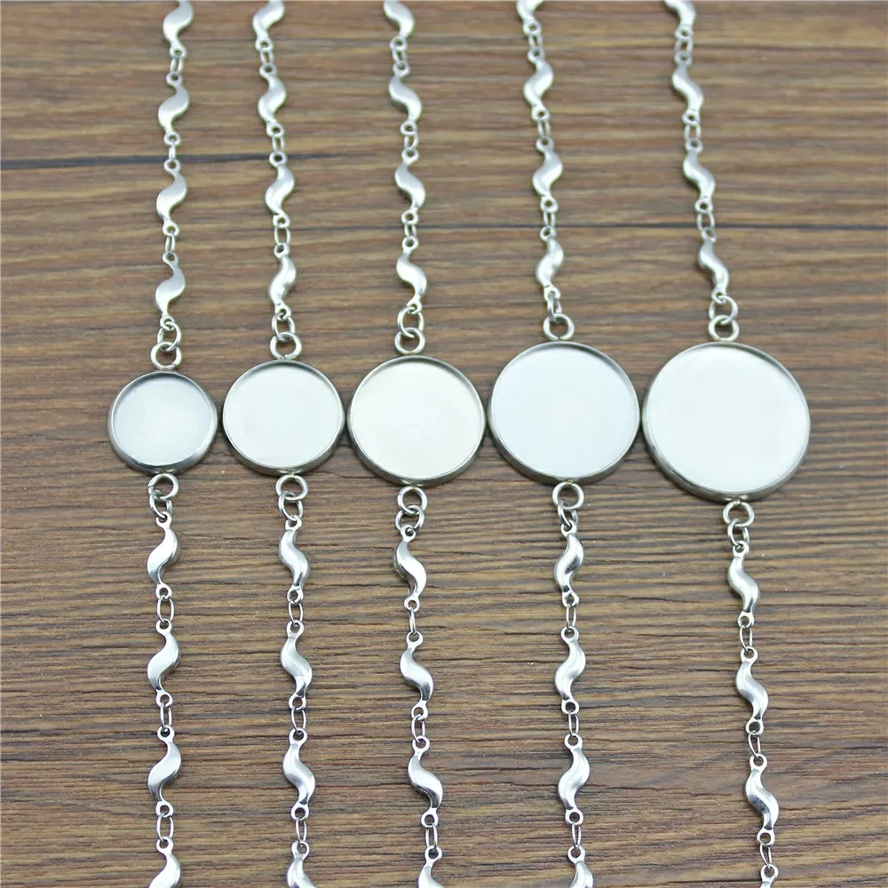 5pcs 5 Styles Stainless Steel Bracelet Fit 12~20mm Round Glass Cabochon Stainless Steel Material Chain Bracelet Jewelry Finding
5pcs 5 Styles Stainless Steel Bracelet Fit 12~20mm Round Glass Cabochon Stainless Steel Material Chain Bracelet Jewelry Finding