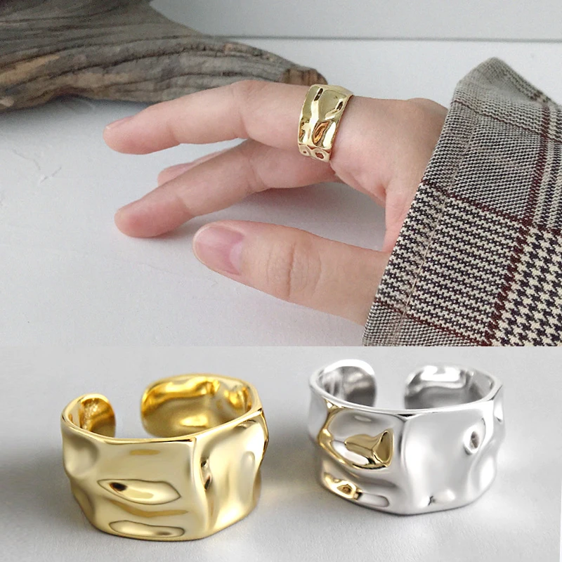 925 Sterling Silver Concave-convex Surface Punk Big Rings For Girls Irregular Wide Woman Rings Adjustable Womens Rings Jewelry
925 Sterling Silver Concave-convex Surface Punk Big Rings For Girls Irregular Wide Woman Rings Adjustable Womens Rings Jewelry