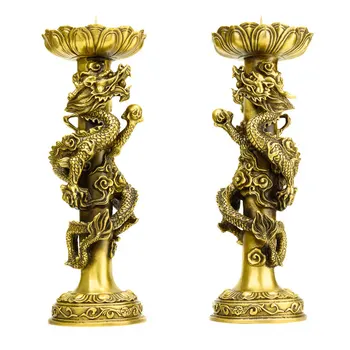 2 PCS Wax table for Buddha Pure copper candlestick decoration double dragon play beads retro Buddhist supplies
2 PCS Wax table for Buddha Pure copper candlestick decoration double dragon play beads retro Buddhist supplies