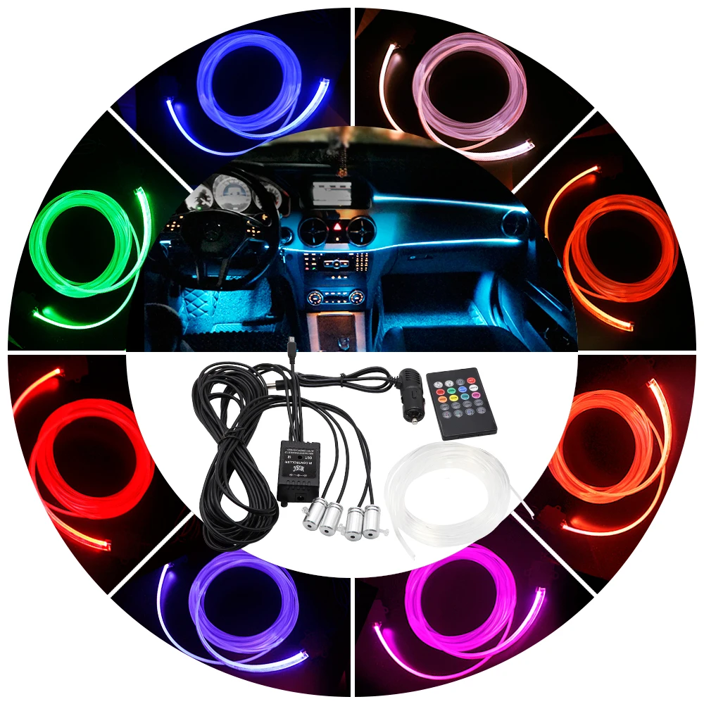 RGB Car LED Atmosphere Light Strip 8 colors Optical Fiber Bright Remote Control Lamp For Car Interior Decorative Light
RGB Car LED Atmosphere Light Strip 8 colors Optical Fiber Bright Remote Control Lamp For Car Interior Decorative Light