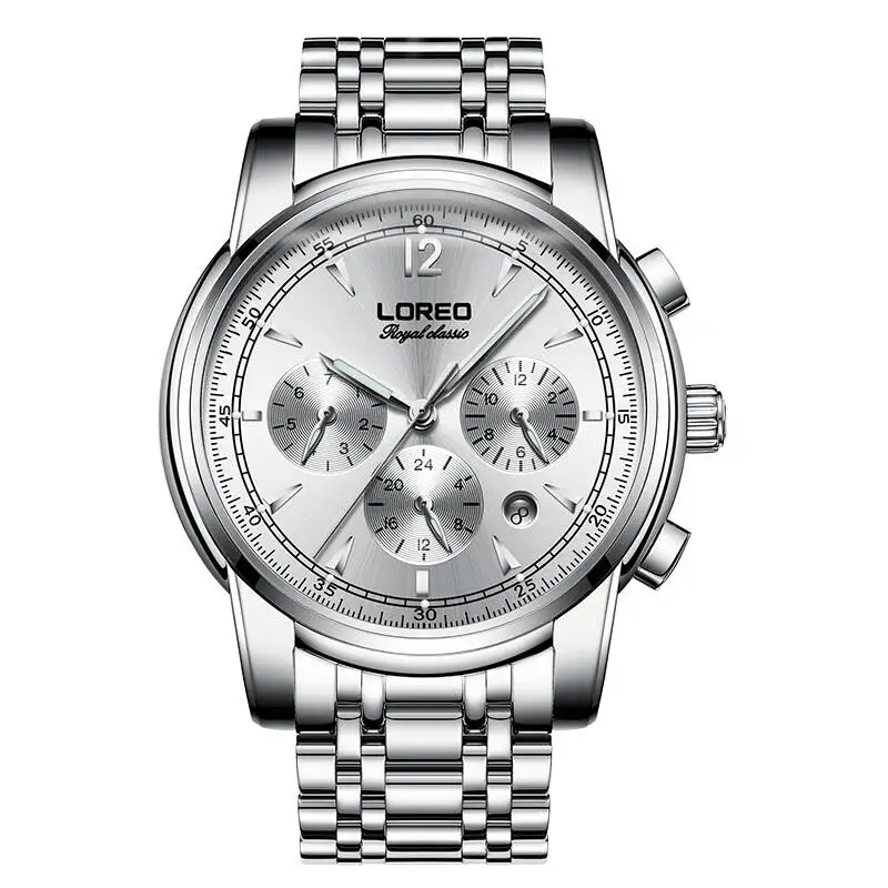 

LOREO 6105 Germany watches men luxury brand automatic mechanical sapphire luminous silver stainless steel relogio masculino