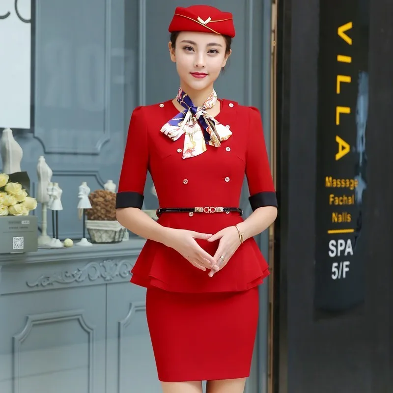 Novelty Red Half Sleeve Blazers Suits With Jackets + Skirt + Scarf + Belt for Ladies Business Women Air Stewardess OL Suits
Novelty Red Half Sleeve Blazers Suits With Jackets + Skirt + Scarf + Belt for Ladies Business Women Air Stewardess OL Suits
