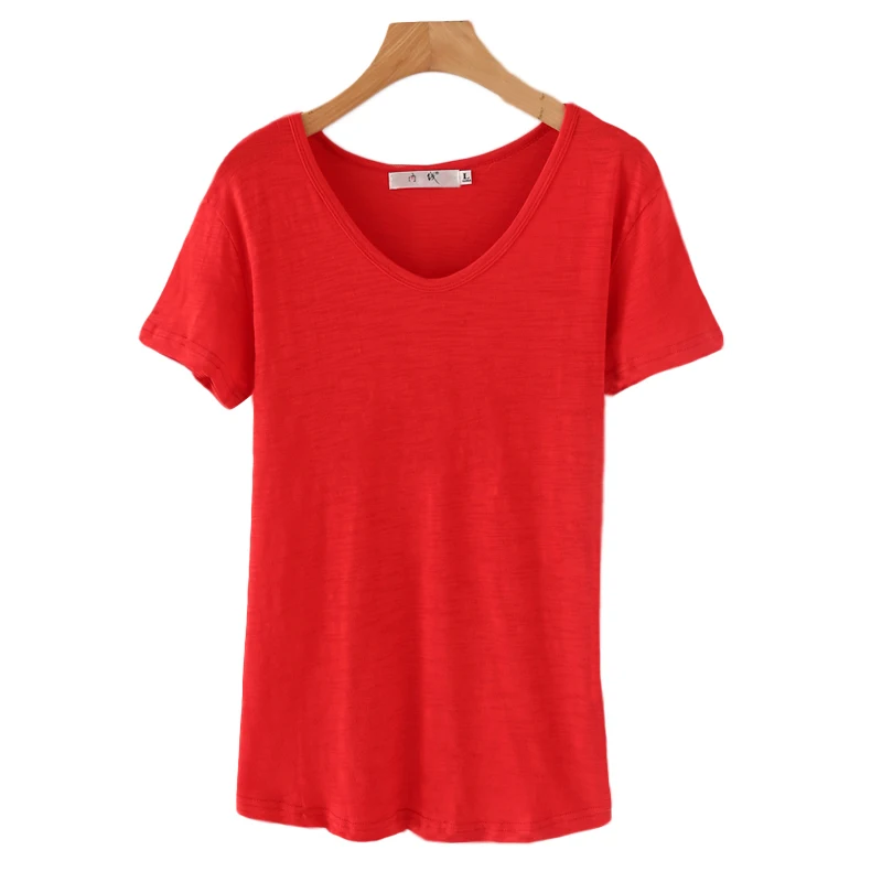 ZuoLunOuBa Summer Short Sleeve Women T Shirt 2018 Korean Version Big Red Loose Casual Bamboo Cotton V-neck T Shirt Female Tops
ZuoLunOuBa Summer Short Sleeve Women T Shirt 2018 Korean Version Big Red Loose Casual Bamboo Cotton V-neck T Shirt Female Tops