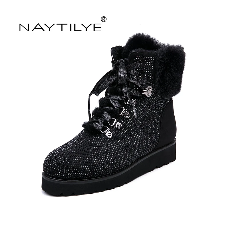 NAYTILYT new PU leather shoes woman ankle warm winter boots women Flat shoes Lace-up round toe nature wool black size 36-40
NAYTILYT new PU leather shoes woman ankle warm winter boots women Flat shoes Lace-up round toe nature wool black size 36-40