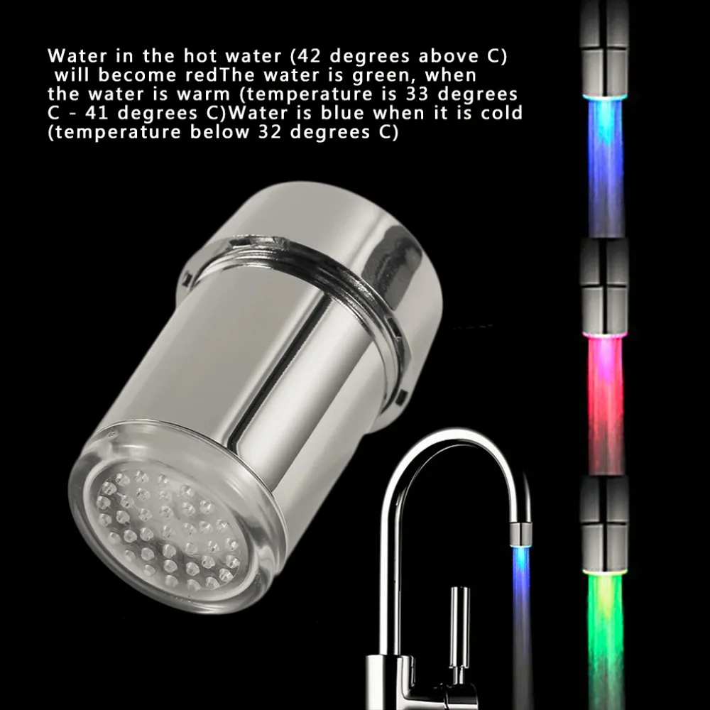 3 Color Change LED Light Faucet Shower Water Tap Temperature Sensor Water Faucet Glow Shower Left Screw with Converter
3 Color Change LED Light Faucet Shower Water Tap Temperature Sensor Water Faucet Glow Shower Left Screw with Converter