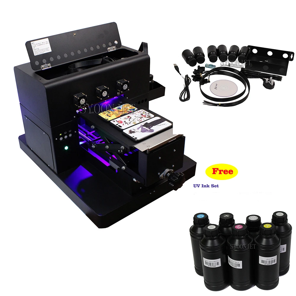A4 size UV Flatbed Printer with Free UV ink set for Phone Cover glass metal leather 3D emboss Printing
A4 size UV Flatbed Printer with Free UV ink set for Phone Cover glass metal leather 3D emboss Printing