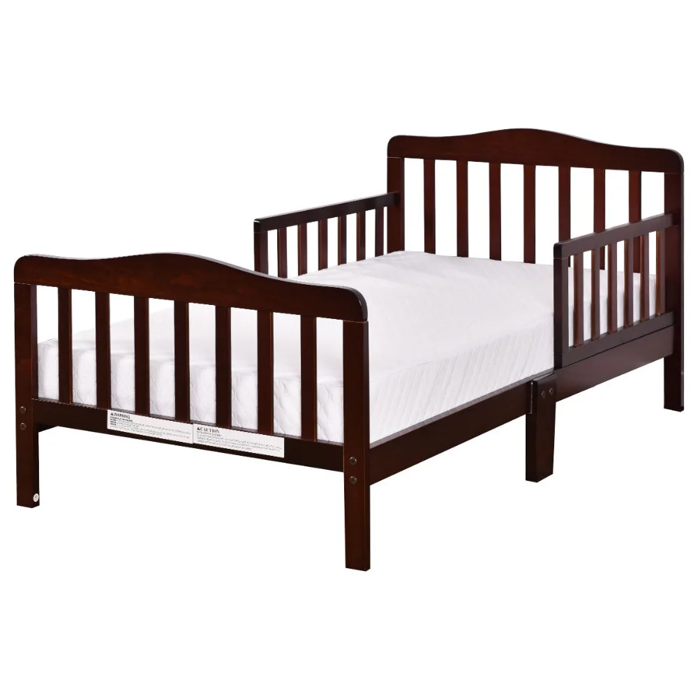 Toddler Wood Bed with Safety Rails in Two Colors 3 Baby-Toddler-Bed-Kids-Children-Wood-Bedroom-Furniture-w-Safety-Rails-Espresso-BB4596BN