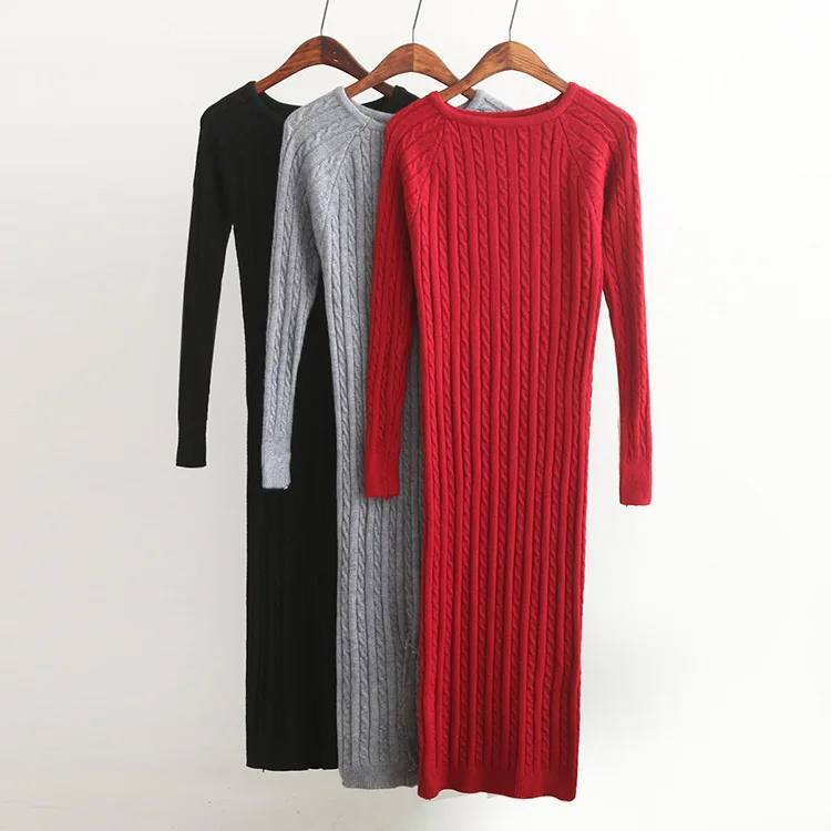 Image New Twist Women long sweater dress 2016 spring sexy slim Bodycon Dresses Elastic Skinny Split Dress Brief Knitted Dress vestidos