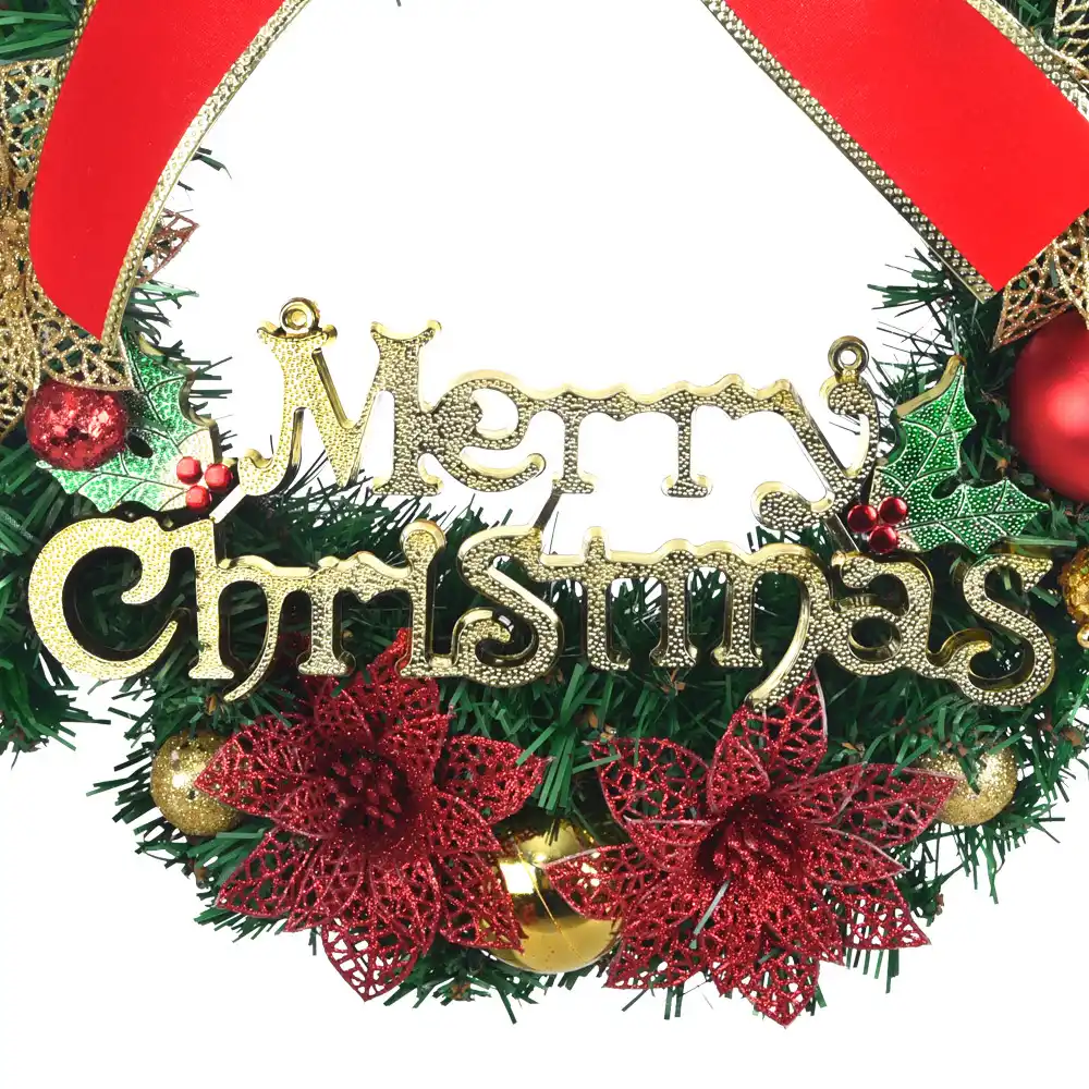 fake flowers 16inch merry christmas party poinsettia pine wreath