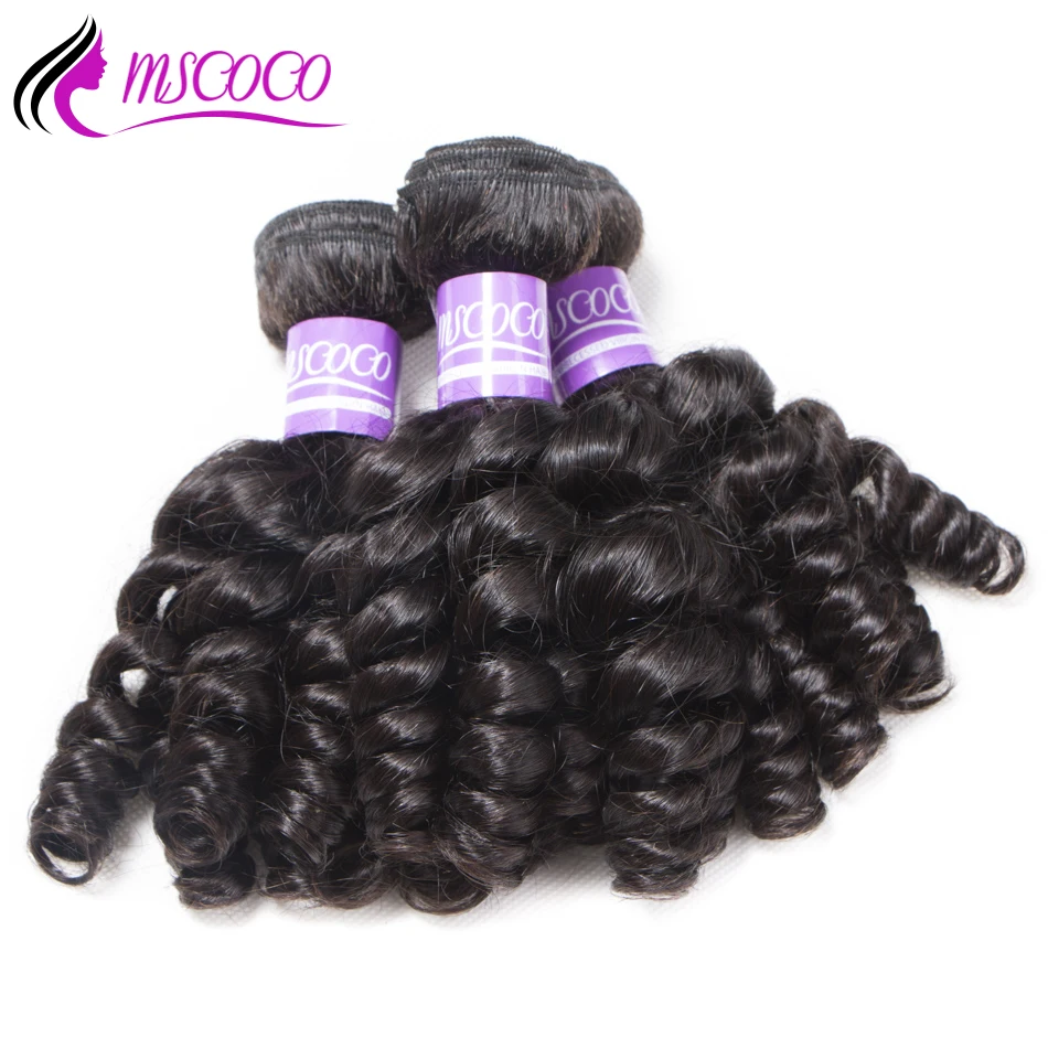 

Mscoco Hair Brazilian Funmi Curly Hair Weave 3 Bundles Deal Remy Human Hair Extension Natural Color