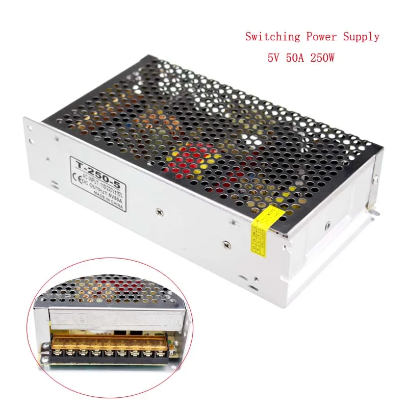 Led Power Supply 5V 50A 250W Led Driver Power Adapter 220V 5V Led Trafo Alimentatore DC5V Power Supply For Led Strip zasilacz 5V
Led Power Supply 5V 50A 250W Led Driver Power Adapter 220V 5V Led Trafo Alimentatore DC5V Power Supply For Led Strip zasilacz 5V