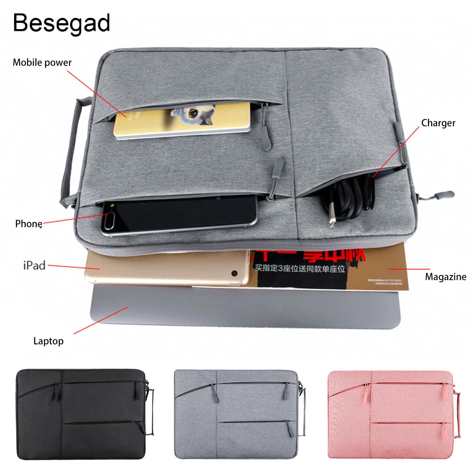 Besegad Laptop Handbag Bag Pouch Case Cover Sleeve with Side Pockets for Apple MacBook Mac Book Air Pro Lenovo 11.6 13 15.6 Inch
Besegad Laptop Handbag Bag Pouch Case Cover Sleeve with Side Pockets for Apple MacBook Mac Book Air Pro Lenovo 11.6 13 15.6 Inch