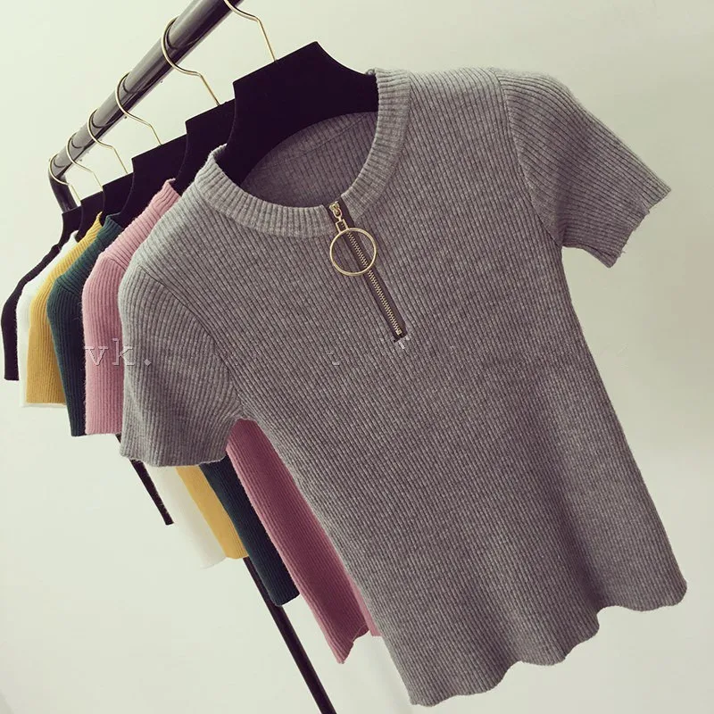 Blusa Limited Polyester Woven Sequined Unicorn Tops 2017 Summer New Solid Color Slim Round Zipper Neck Thread T-shirt Female
Blusa Limited Polyester Woven Sequined Unicorn Tops 2017 Summer New Solid Color Slim Round Zipper Neck Thread T-shirt Female