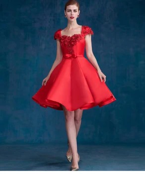 Real Picture Satin Short Red Homecoming Dresses Flower Beading Square Open Back Formal Party Dress vestidos de formatura
Real Picture Satin Short Red Homecoming Dresses Flower Beading Square Open Back Formal Party Dress vestidos de formatura