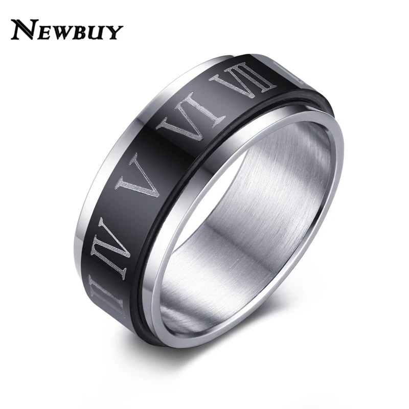 NEWBUY Fashion Punk Black Spinner Rings with Roman Numerals Surgical Steel Rotatable Men's Rings For Party
NEWBUY Fashion Punk Black Spinner Rings with Roman Numerals Surgical Steel Rotatable Men's Rings For Party