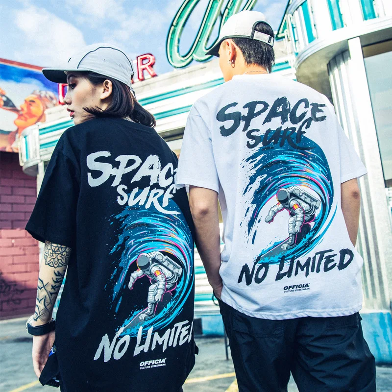 Spring and Summer New National Tide Street Couple Short-sleeved Surf Astronauts Print Hip-hop Tide Brand Loose T-shirt
Spring and Summer New National Tide Street Couple Short-sleeved Surf Astronauts Print Hip-hop Tide Brand Loose T-shirt