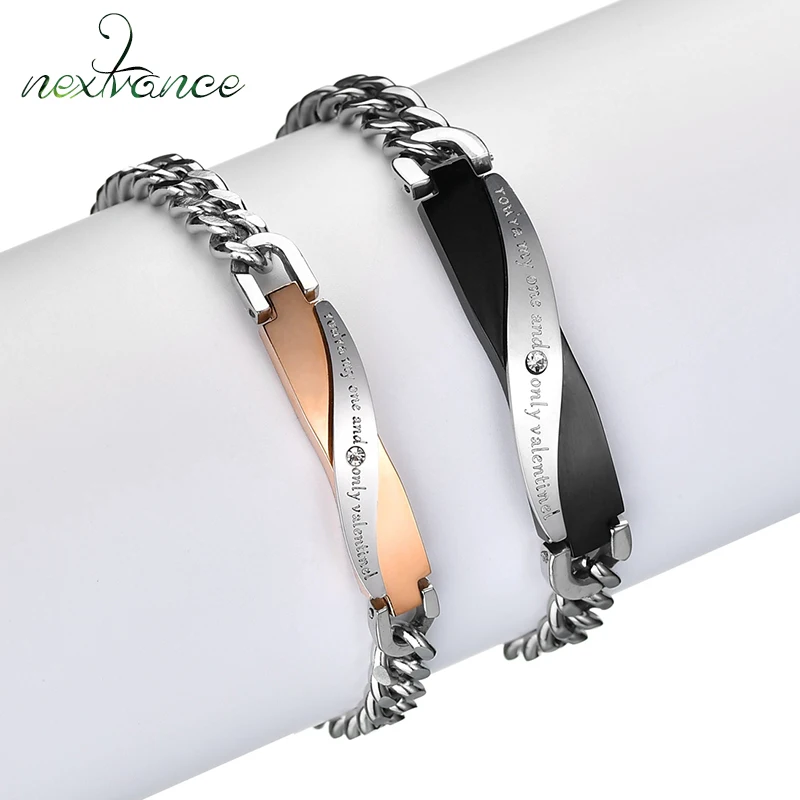 Nextvance Lettering Matching Set Couple Bracelets Rose Gold Stainless Steel Cuban Chain Bracelet for Lovers Gift Pulseiras
Nextvance Lettering Matching Set Couple Bracelets Rose Gold Stainless Steel Cuban Chain Bracelet for Lovers Gift Pulseiras