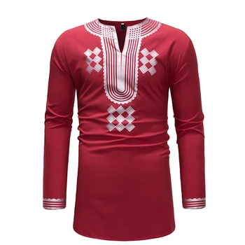 Men's Long Sleeve T-shirt Printing Leisure Loose African Dashiki Dress Shirt Top V-collar Men Traditional African Clothing
Men's Long Sleeve T-shirt Printing Leisure Loose African Dashiki Dress Shirt Top V-collar Men Traditional African Clothing