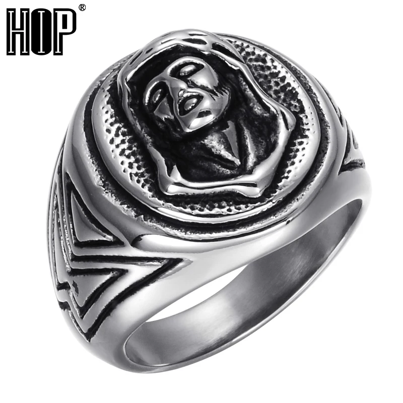 HIP Punk Gothic Christian Jesus Piece Rings Heavy Metal Casting Titanium Stainless Steel Ring for Men Jewelry
HIP Punk Gothic Christian Jesus Piece Rings Heavy Metal Casting Titanium Stainless Steel Ring for Men Jewelry