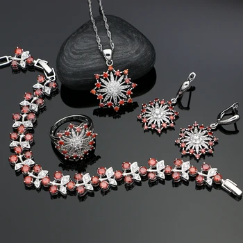 Flower Silver 925 Bridal Jewelry Sets Red Cubic Zirconia Beads Decoration For Women Party Earrings Necklace Set 4PCS
Flower Silver 925 Bridal Jewelry Sets Red Cubic Zirconia Beads Decoration For Women Party Earrings Necklace Set 4PCS