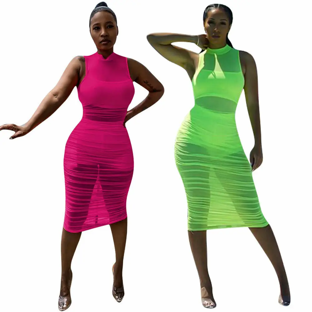 HIRIGIN Sexy Dress Women Summer Lace Mesh See Though Sleeveless Neon Green Bodycon Dress Tops Beachwear Female Clothes
HIRIGIN Sexy Dress Women Summer Lace Mesh See Though Sleeveless Neon Green Bodycon Dress Tops Beachwear Female Clothes
