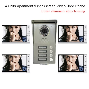 4 Units Apartments 9" LCD Screen Complete Aluminum Alloy Outdoor Camera Video Door Phone Intercom Kit Waterproof Video Doobell
4 Units Apartments 9" LCD Screen Complete Aluminum Alloy Outdoor Camera Video Door Phone Intercom Kit Waterproof Video Doobell