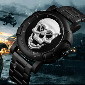 

Pirate Skeleton Skull Quartz Men Watches Luxury Waterproof Leather Men Sports Watch For Man Clock Relogio Masculino SKMEI 2018