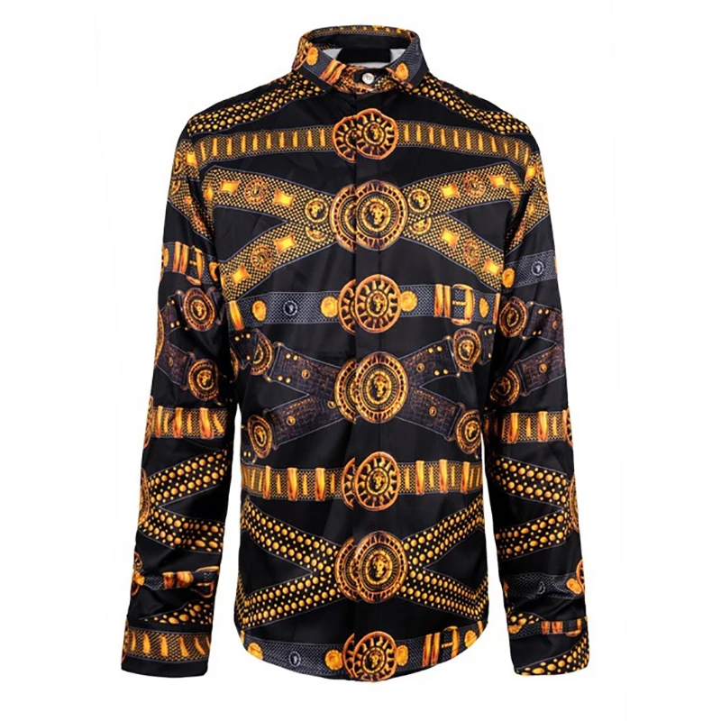 Fashion Design Printed Men Slim Fit Shirt Chemise Homme Long Sleeve Shirt Casual Camisas Hombre Luxury Brand Mens Dress Shirts